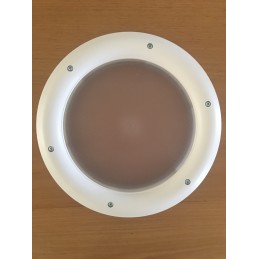 Hublot rond en PVC blanc, double vitrage plexiglas, brouillé, 315 mm