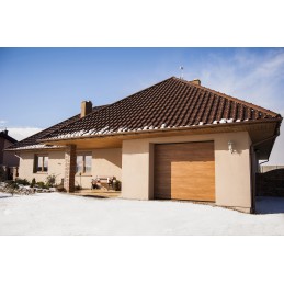 Porte de garage sectionnelle Sans ligne Ton bois prémonté